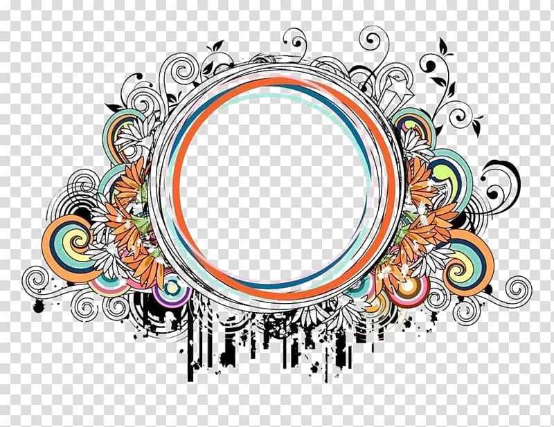 round multicolored ornate floral , Circle Color , Cool Borders transparent background PNG clipart