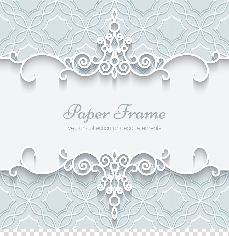 Paper Wedding invitation Lace Ornament, White lace border pattern card, paper frame advertisement transparent background PNG clipart