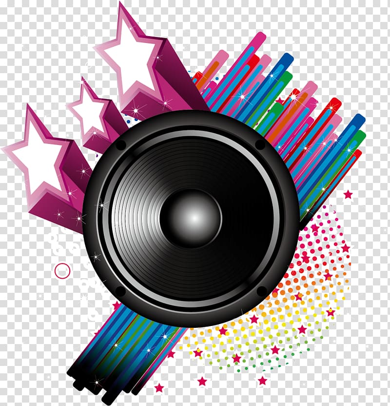 Loudspeaker Sound High-definition television, Three-dimensional pattern material Star sound transparent background PNG clipart