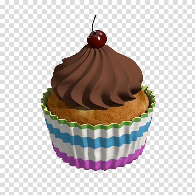 Cupcake Chocolate cake Muffin Buttercream, 3D Candy transparent background PNG clipart
