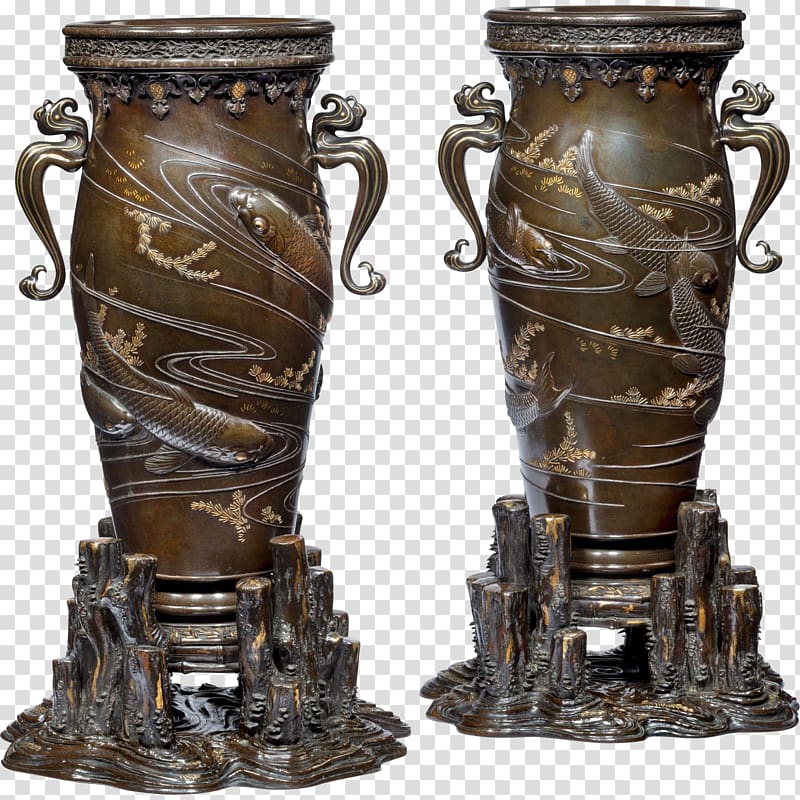 Bronze sculpture Vase Meiji period Porcelain, vase transparent background PNG clipart