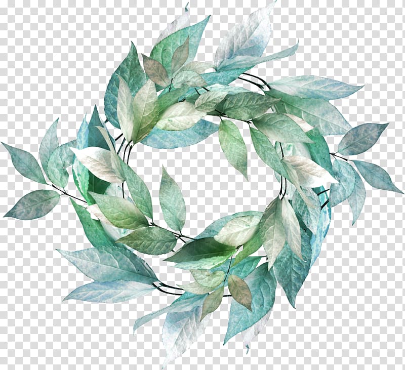 green leaf plant, Leaf Flower Wreath, Emerald green leaf garland headband transparent background PNG clipart