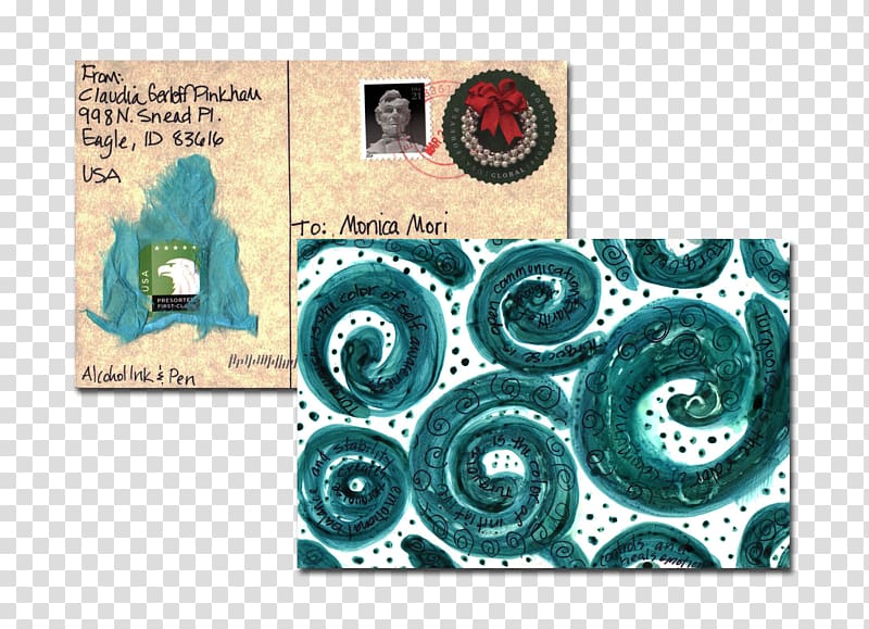 Teal Organism Font, Artist Trading Cards transparent background PNG clipart