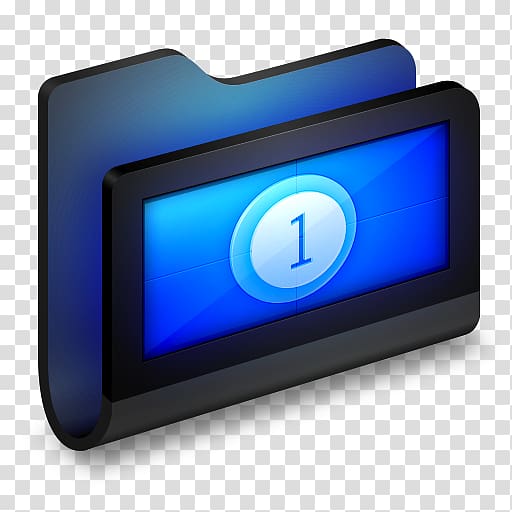 black digital folder holder illustration, display device multimedia electric blue hardware, Movies Black Folder transparent background PNG clipart