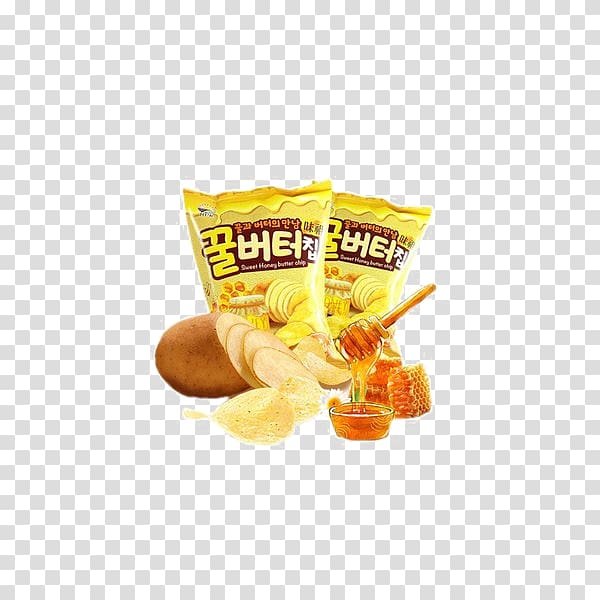 French fries Potato chip Instant noodle Snack, 29 honey butter chips transparent background PNG clipart