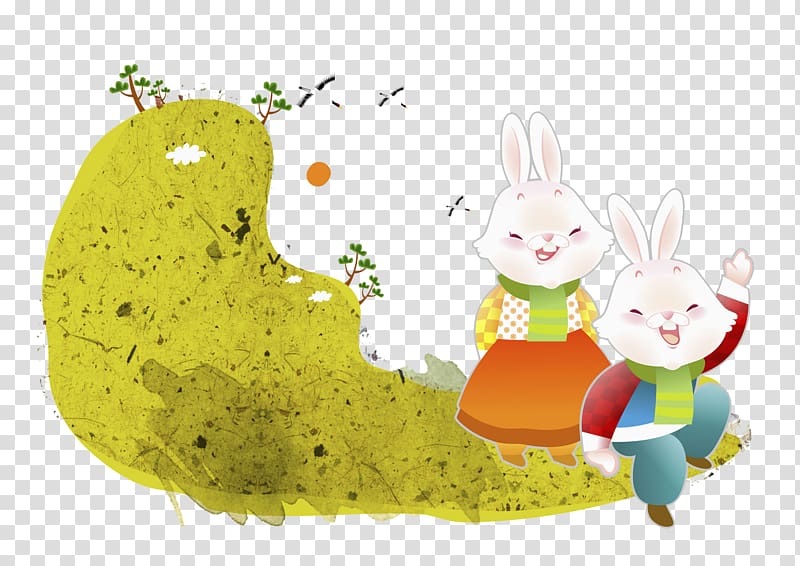 Cartoon Illustration, Smile rabbit transparent background PNG clipart
