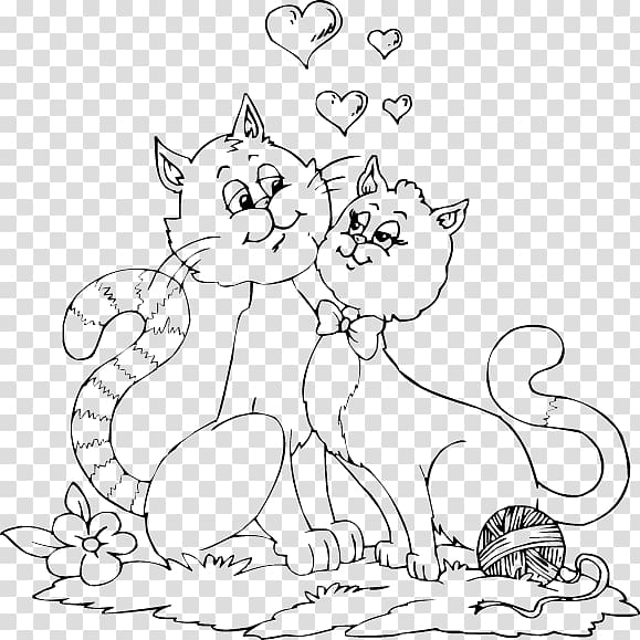 Cat Coloring book Valentine\'s Day Kitten Colouring Pages, Cat transparent background PNG clipart