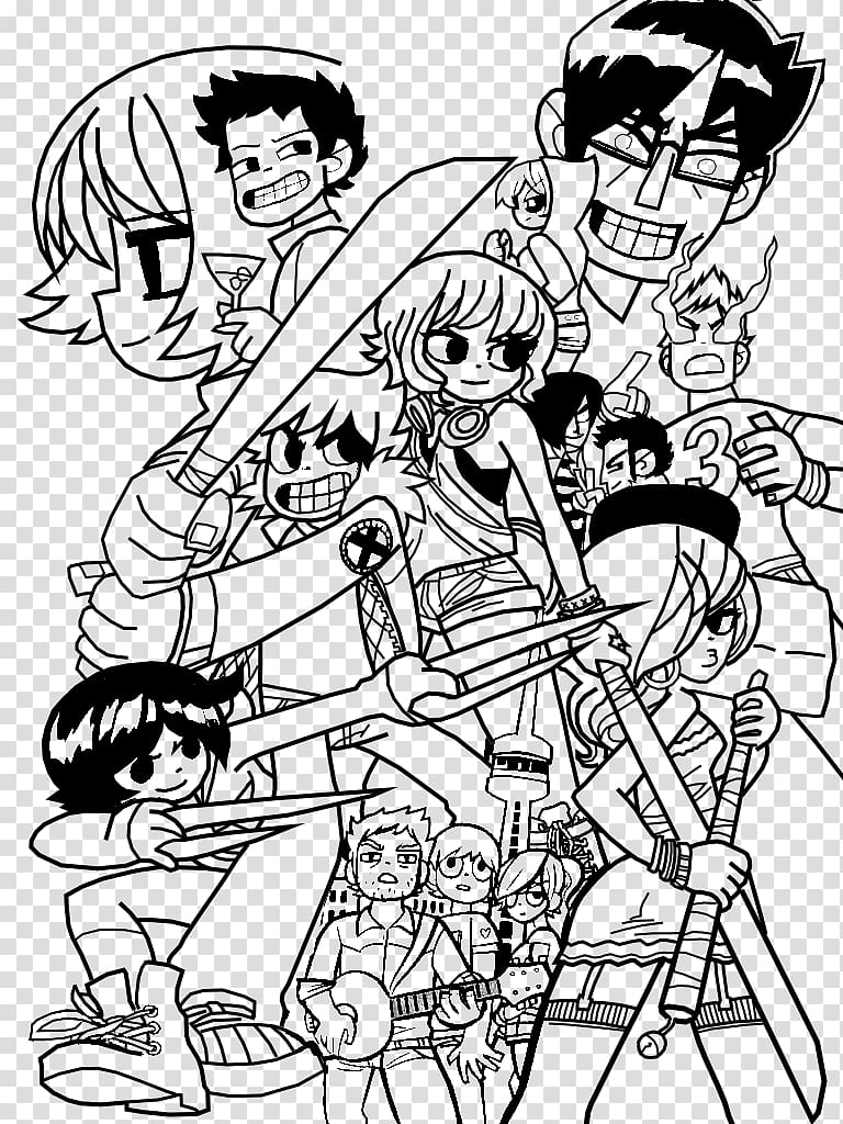 Line art Drawing Fiction Cartoon Comics, scott pilgrim transparent background PNG clipart