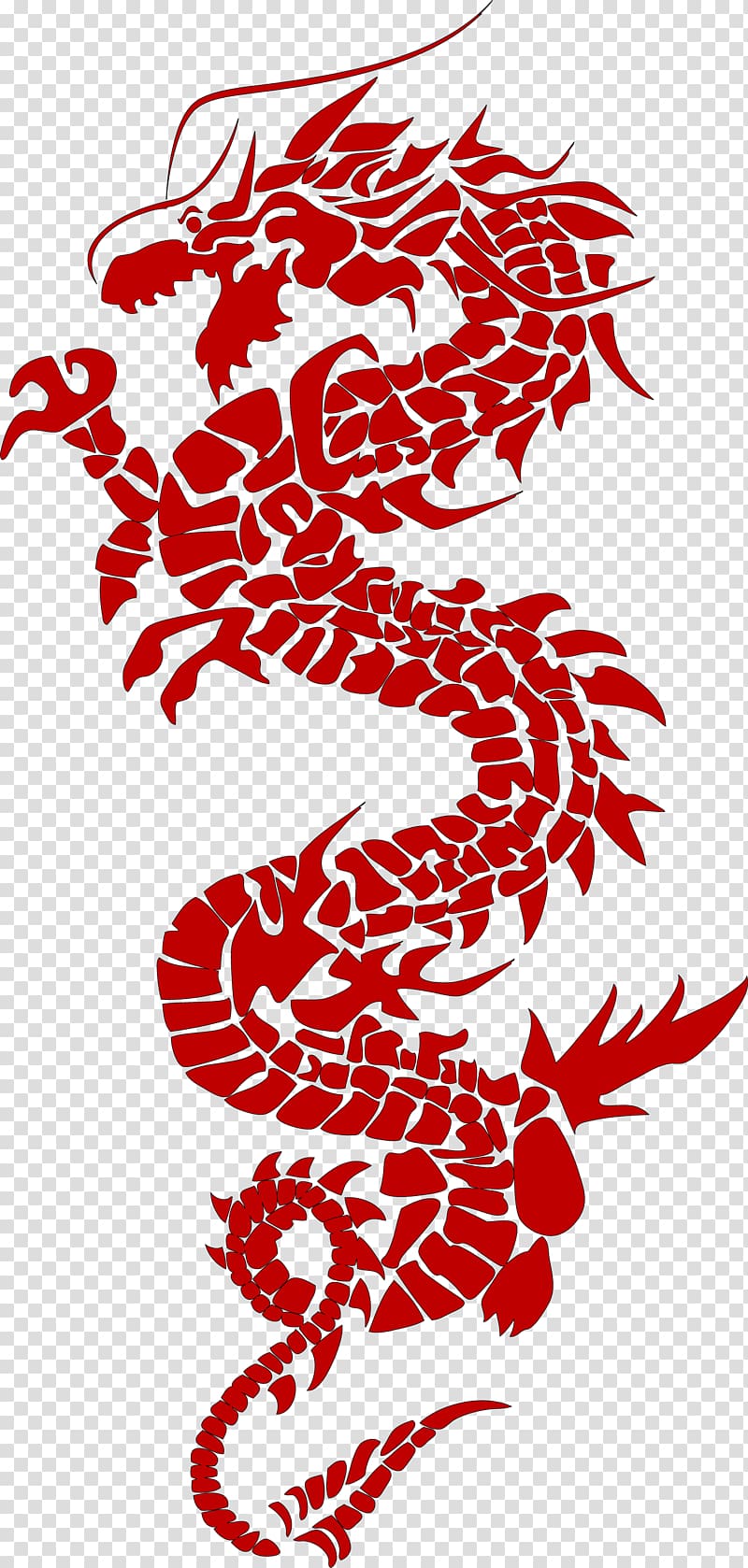 Chinese dragon Silhouette Japanese dragon, Chinese style dragon joints transparent background PNG clipart