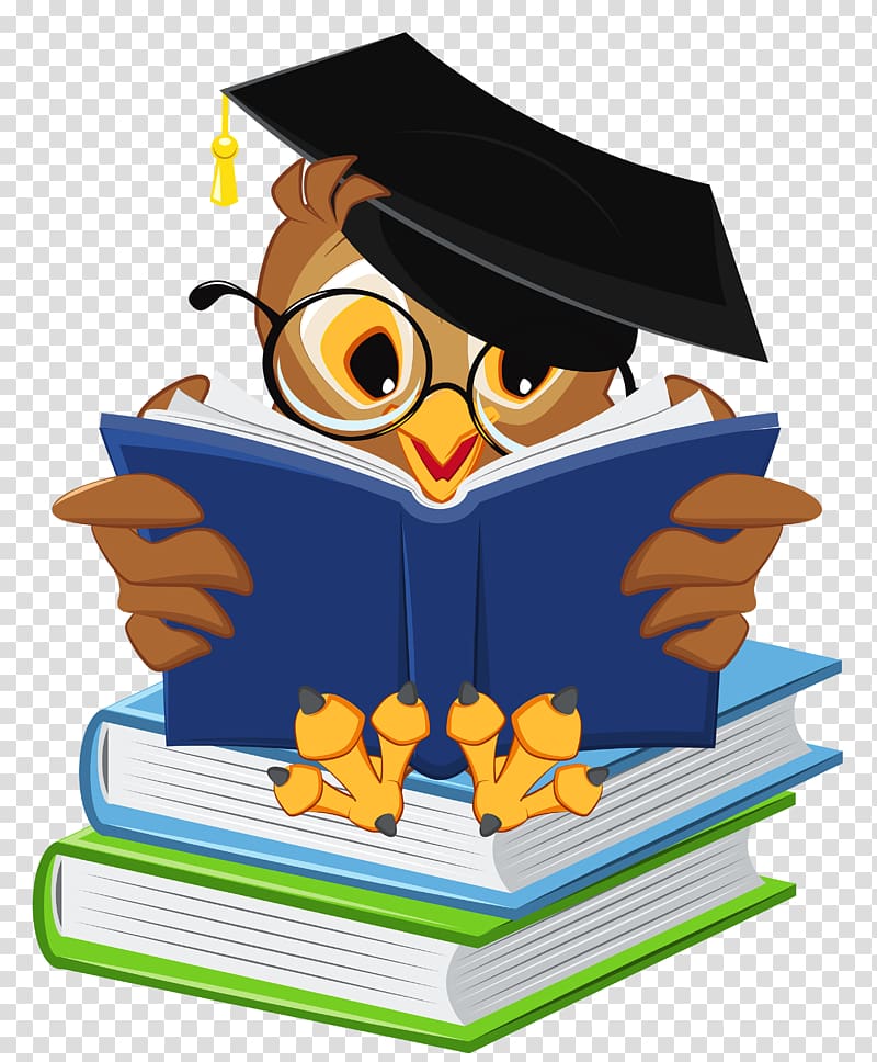 Graduation ceremony Owl Square academic cap Icon, Owl with School Books , owl reading book illustration transparent background PNG clipart