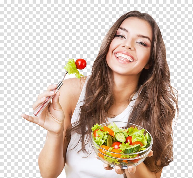 woman eating salad , Dietary supplement Nutrient Milk Kilogram Weight gain, Beautiful fruit salad transparent background PNG clipart