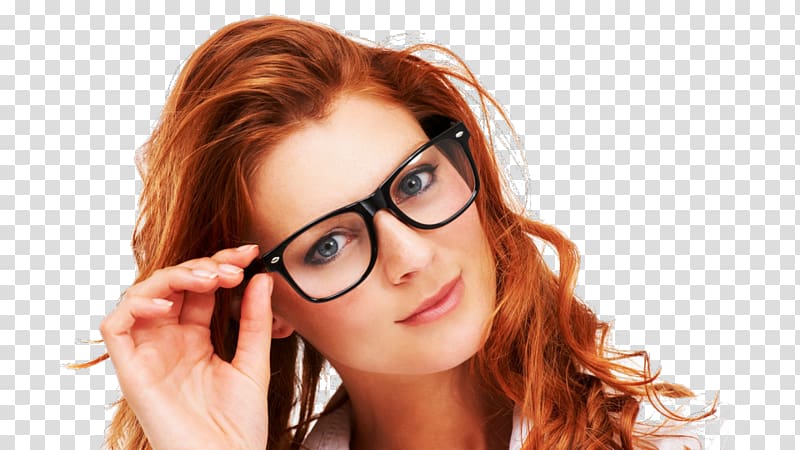 Glasses Red hair Female Girl Eye, glasses transparent background PNG clipart