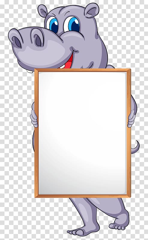 Hippopotamus Cartoon , Hippo take Whiteboard transparent background PNG clipart