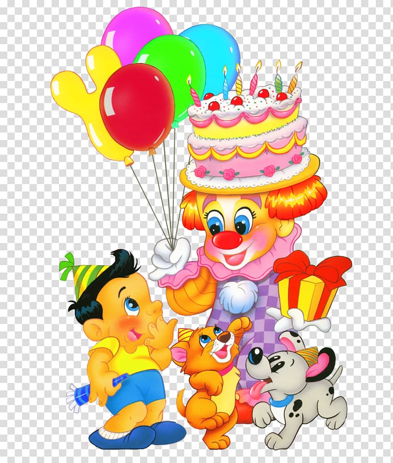 Birthday cake Child , Happy Birthday Kids Decor , illustration of clown and boy transparent background PNG clipart