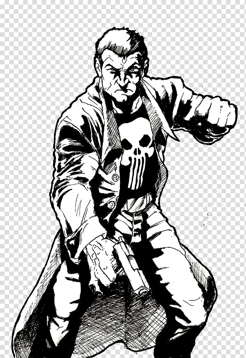 Punisher Drawing Inker Comics Sketch, punisher transparent background PNG c...