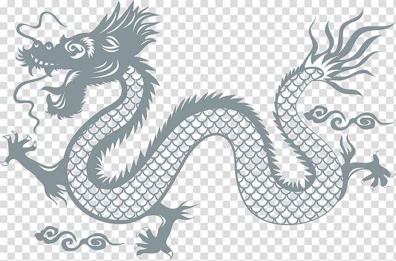 gray dragon illustration, China Chinese dragon Wall decal Sticker, Chinese dragon blue transparent background PNG clipart