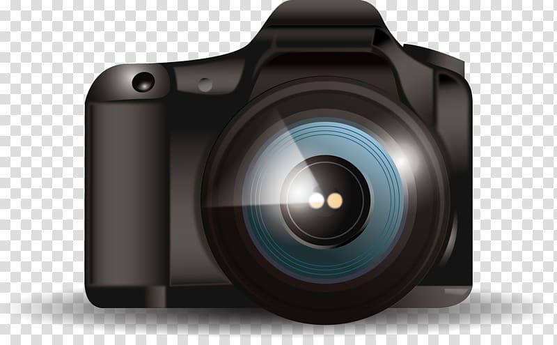 Digital SLR Mirrorless interchangeable-lens camera Camera lens, Hand-painted realistic style camera transparent background PNG clipart