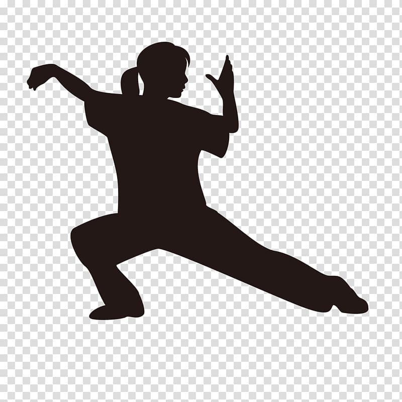 Tai chi 太极功夫扇 Silhouette Taiji, Silhouette transparent background PNG clipart