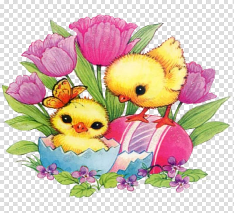 Easter egg Floral design Flower bouquet, easter chicks transparent background PNG clipart