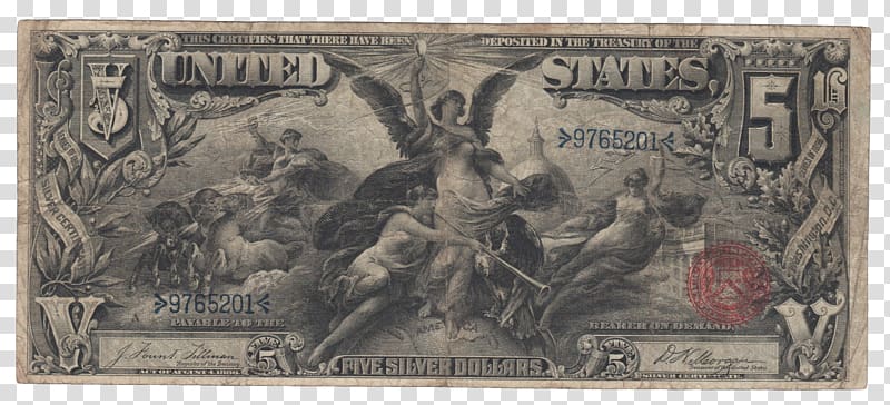 Silver certificate Educational Series Banknote United States five-dollar bill United States Dollar, paper money transparent background PNG clipart