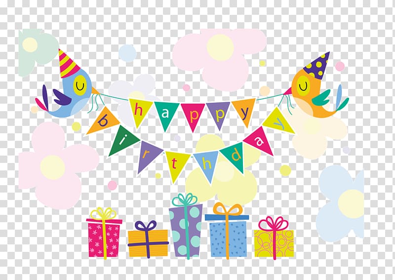 Happy Birthday Illustration Birthday Cake Gift Greeting Card Happy Birthday Elements Transparent Background Png Clipart Hiclipart