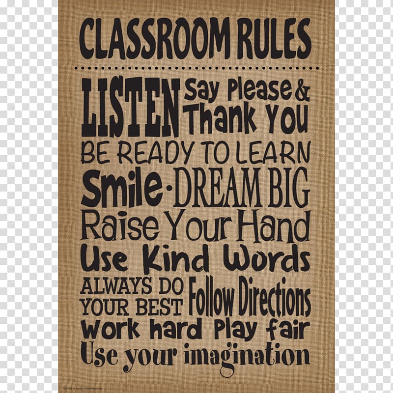 Teacher Poster Hessian fabric Paper Classroom, classroom rules transparent background PNG clipart