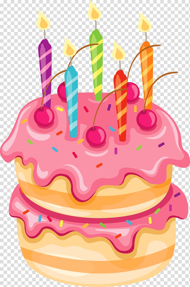 Birthday cake Wedding cake , Pink Cake with Candles , birthday cake illustration transparent background PNG clipart