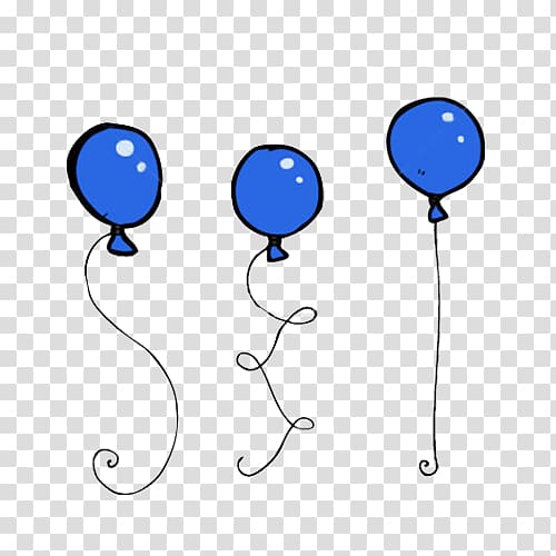 Balloon Blue Cartoon Illustration, Three blue balloons transparent background PNG clipart