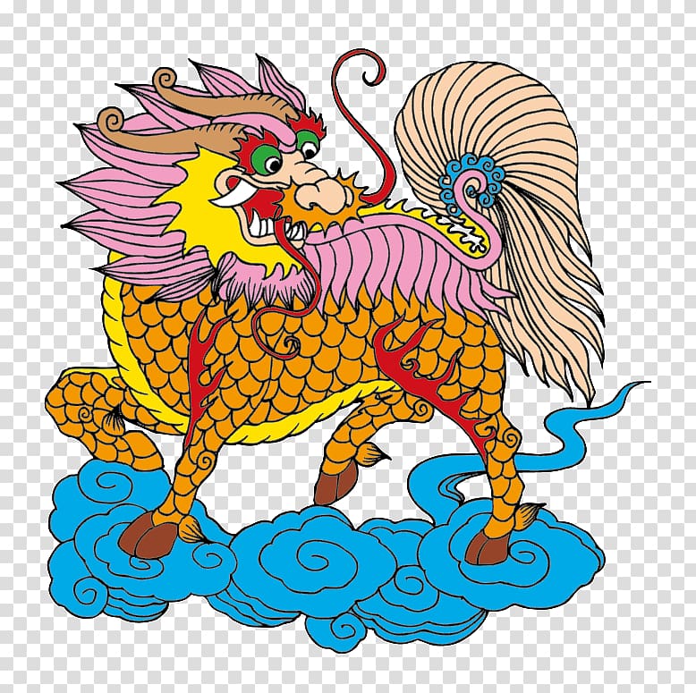 Cross-stitch Embroidery Qilin Needlework, lion transparent background PNG clipart