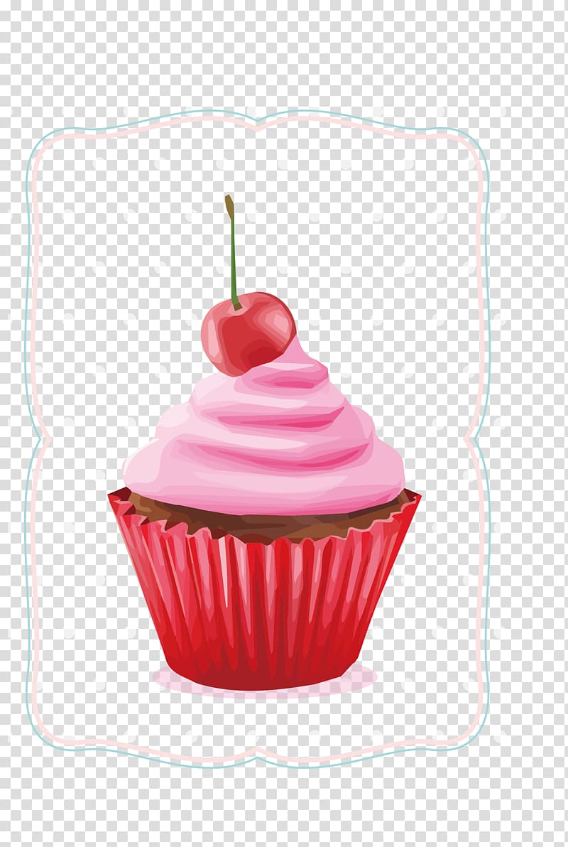 Cupcake Tart Cherry cake Fig cake Birthday cake, FIG pink cherry cake AI transparent background PNG clipart