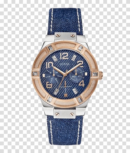 Watch Guess Denim Strap Jewellery, watch transparent background PNG clipart