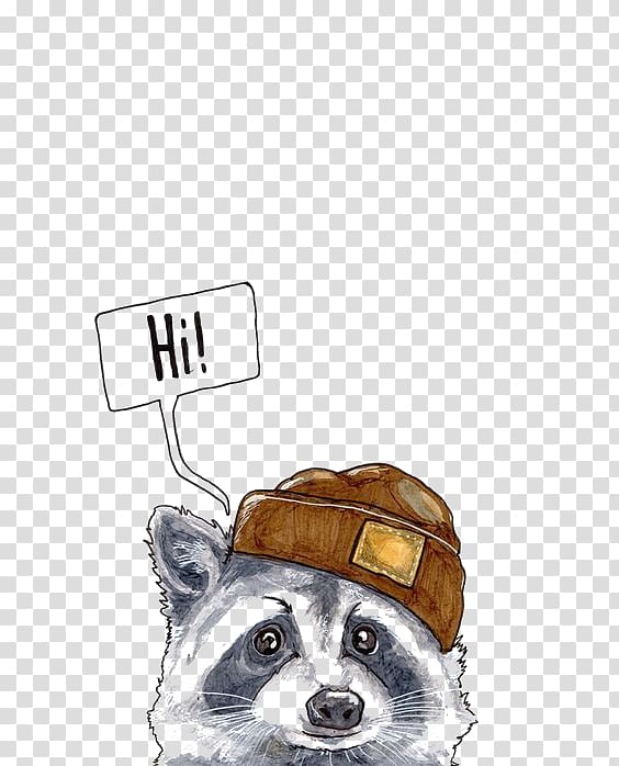 raccoon with hat illustration, Raccoon Giant panda Pet Puppy face Animal, Cartoon raccoon transparent background PNG clipart