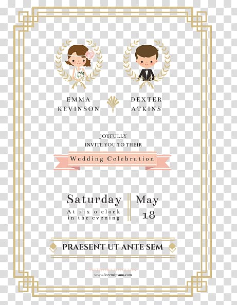 Wedding invitation Paper Marriage, The bride and groom wedding invitation , wedding invitation template transparent background PNG clipart