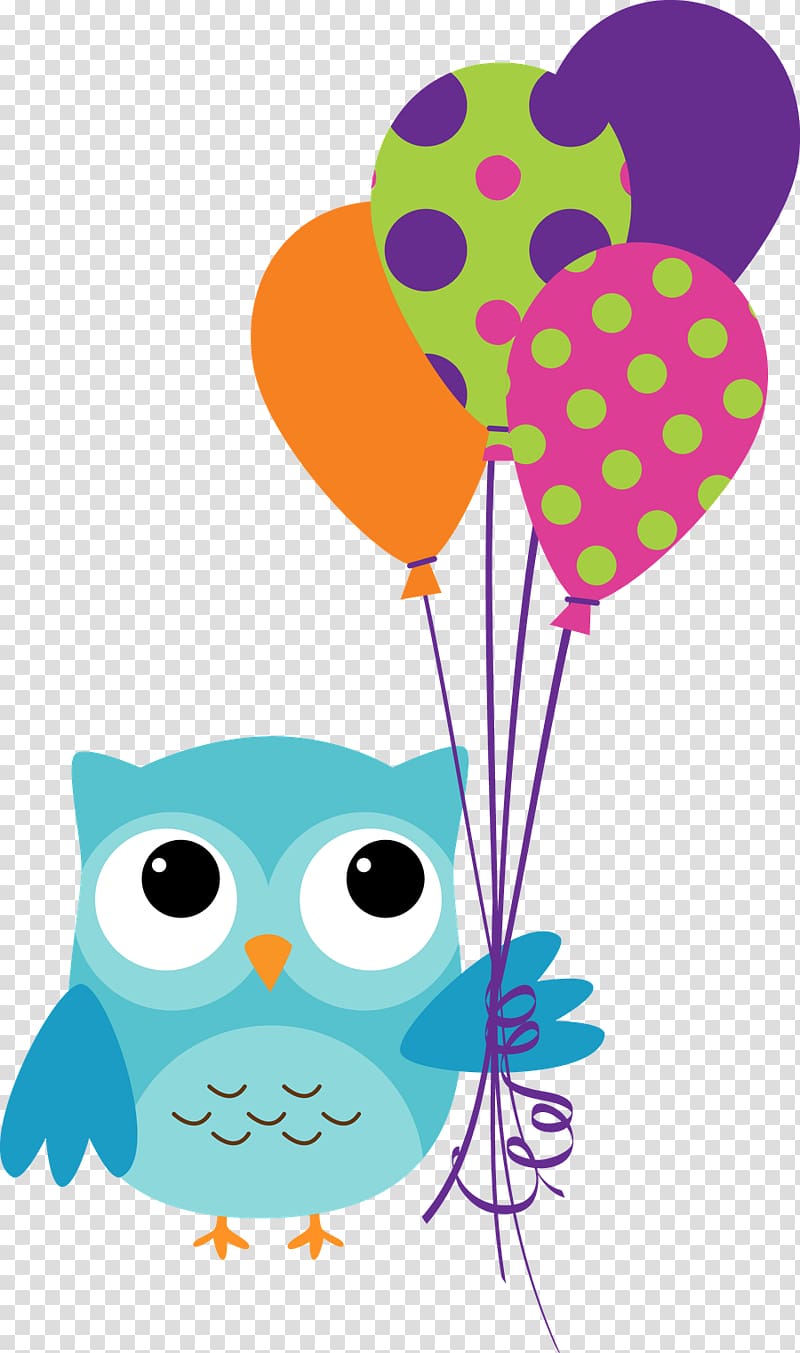 blue owl holding balloons , Owl Birthday cake , owls transparent background PNG clipart