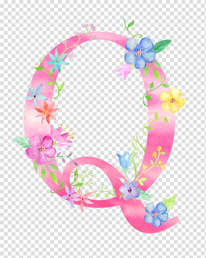 pink floral letter q art, Letter Q , Flowers letter Q transparent background PNG clipart