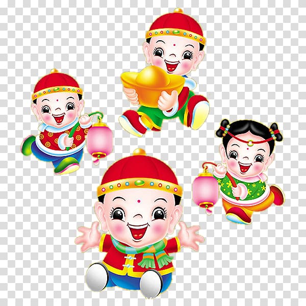 Fuwa Chinese New Year , Festive Fuwa Lucky Boy transparent background PNG clipart