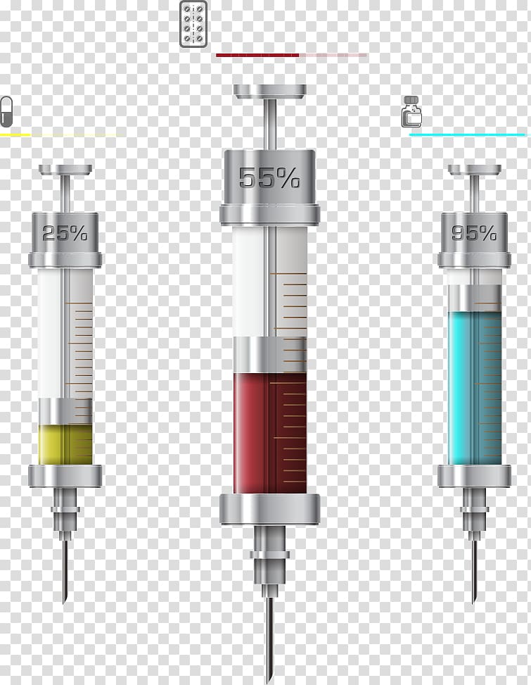 Syringe Medicine Health Care Hypodermic needle, color chart needle transparent background PNG clipart