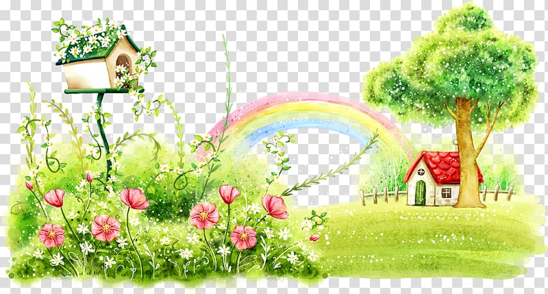 Fototapet Room Nursery Interieur , House and Rainbow transparent background PNG clipart