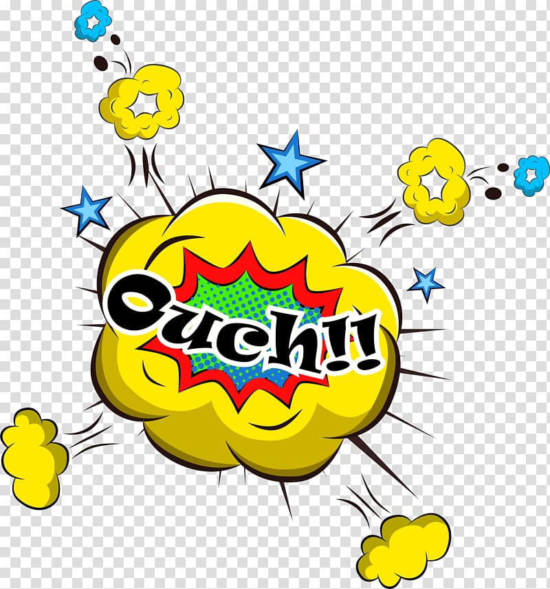 yellow ouch explosion transparent background PNG clipart