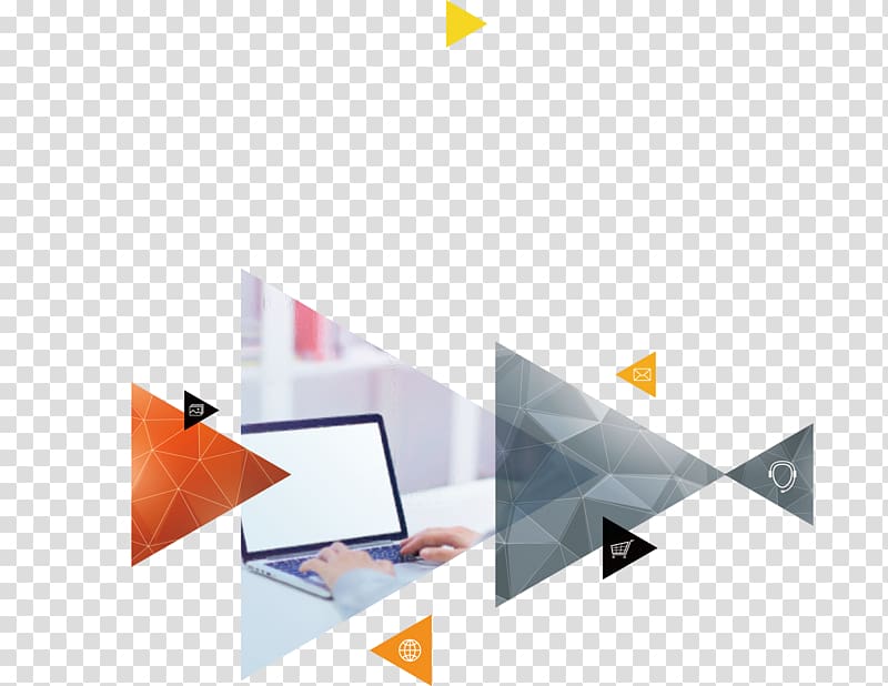 person using MacBook, Flyer Advertising Web banner, Geometric triangle infographic transparent background PNG clipart