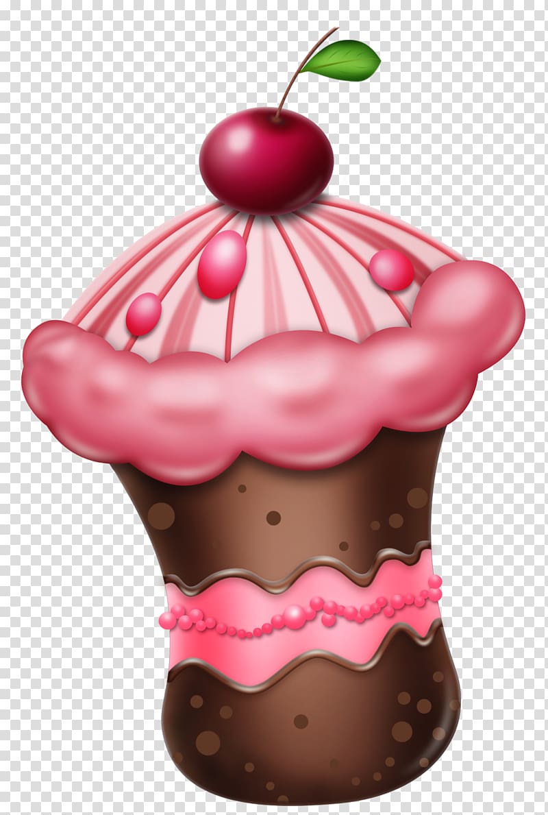 cherry cupcake illustration, Chocolate cake Cupcake Birthday cake Wedding cake, Small Chocolate Cake with Cherry transparent background PNG clipart