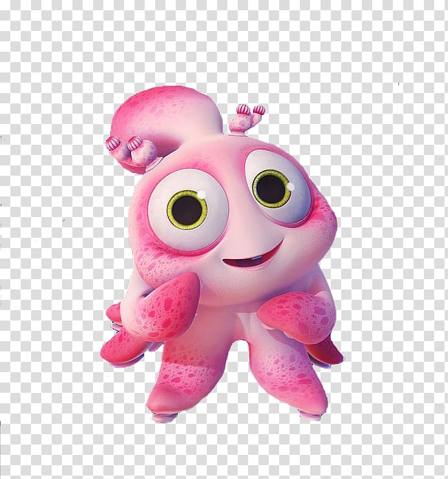 Octopus Film Animation, Pink big eyes octopus transparent background PNG clipart