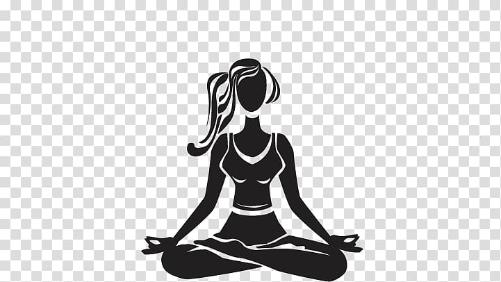 silhouette of woman in yoga gesture , Adhesive tape Wall decal Yoga Sticker, Yoga Girl transparent background PNG clipart