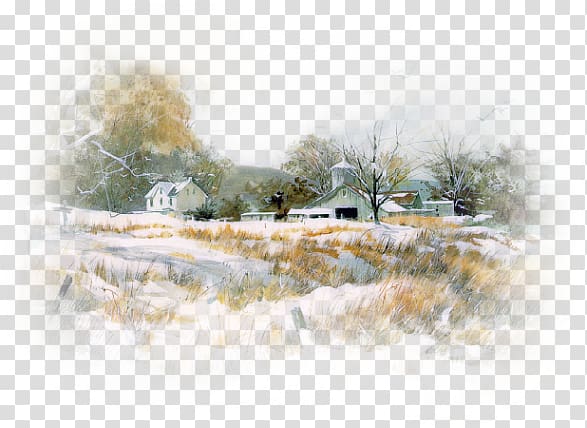 Winter Desktop Snow Landscape Easygoing, winter forest watercolor transparent background PNG clipart
