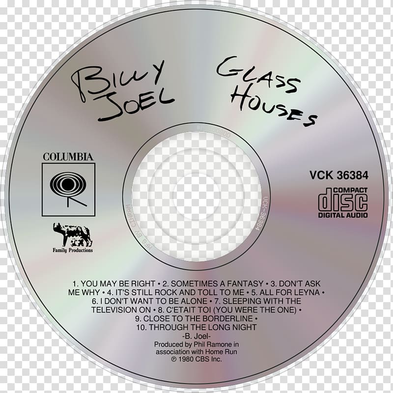 Compact disc Glass Houses Disk Product Disk storage, billy joel transparent background PNG clipart