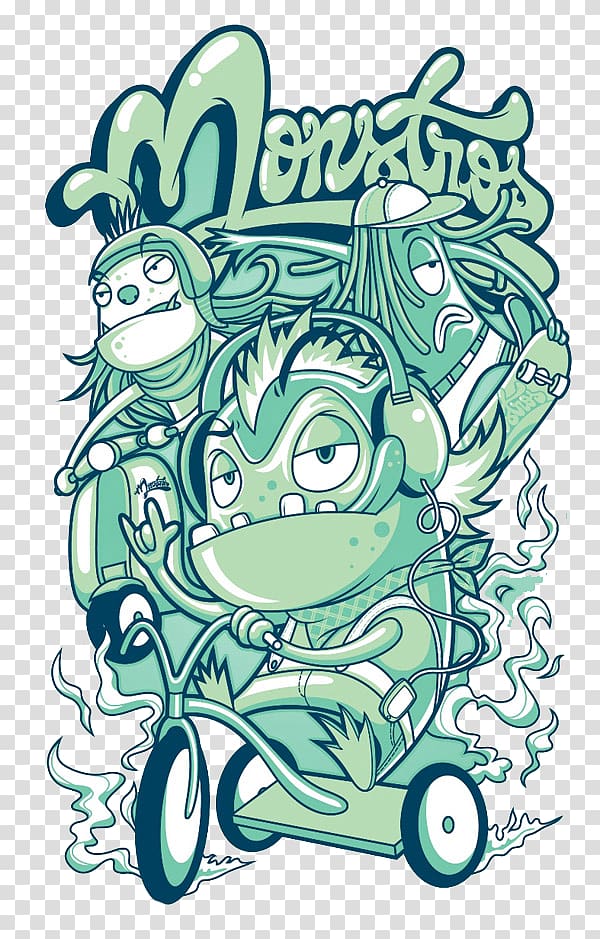 green iguana riding trike illustration, T-shirt Illustration, Blue music big fish illustration transparent background PNG clipart
