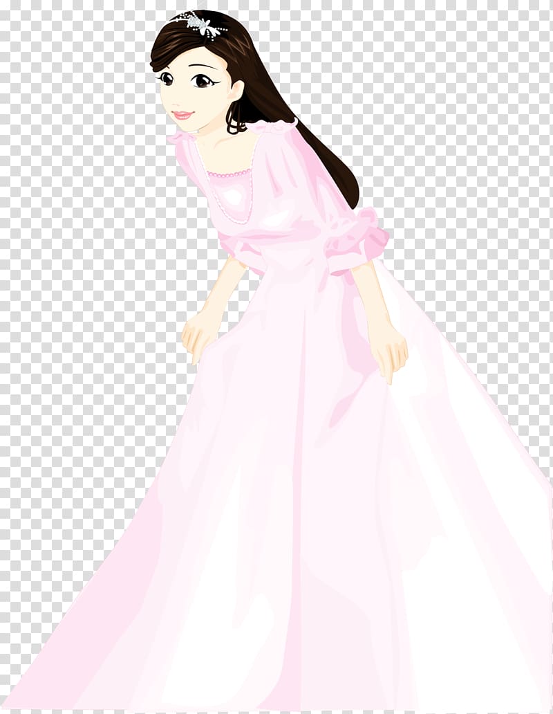 Wedding dress Bride Cinderella Flower girl, Hand-painted bride transparent background PNG clipart