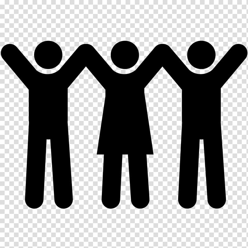 two male and one female raising hands symbol logo, Computer Icons Icon Plaza Symbol Organization, people icon transparent background PNG clipart
