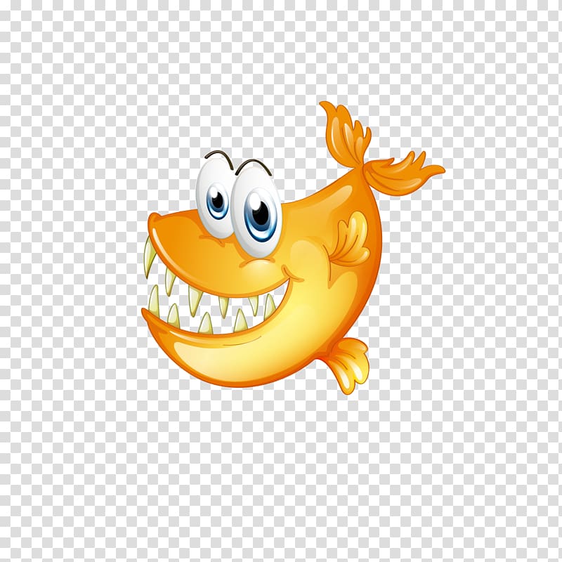 Piranha Cartoon, Yellow teeth fish transparent background PNG clipart