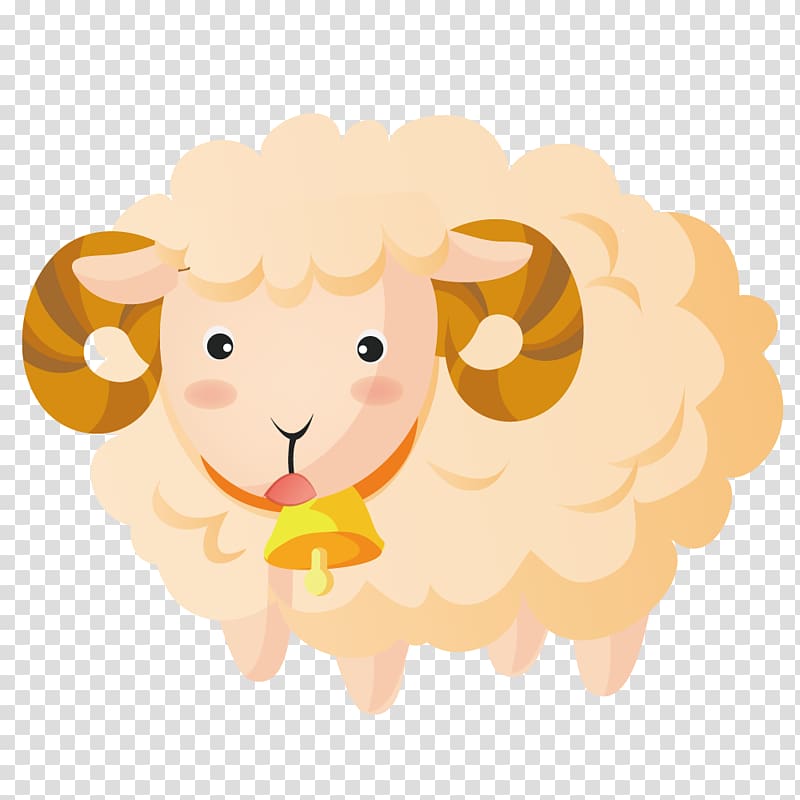 Sheep Cartoon Illustration, Surprised little sheep transparent background PNG clipart